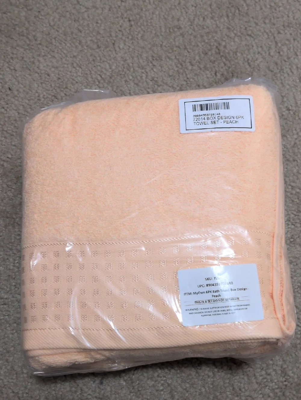 6 pack Towel Set-Peach
